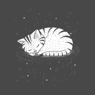 Cute Cat Taking Nap on a Galaxy T-Shirt