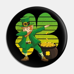 Dabbing Leprechaun St. Patricks Day Vintage Retro Clover Shamrock Pin