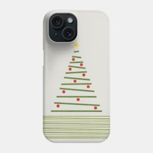 Minimalist Christmas Tree Green Red Light Grey Phone Case