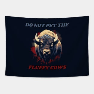 Do not pet the fluffy cows! American Bison, American Flag Tapestry