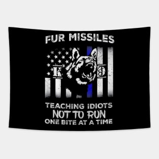 Vertical Thin Blue Line Flag Fur Missile Police K9 Tapestry