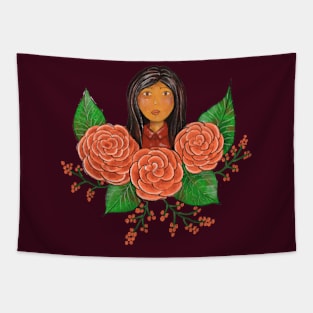 Girl in flowers Tapestry