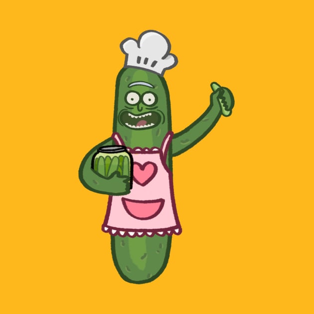 Chef pickle holding jar of pickles cartoon by ballooonfish
