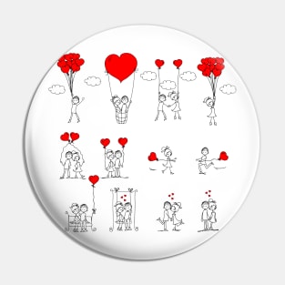 Couple with heart balloons art Pin