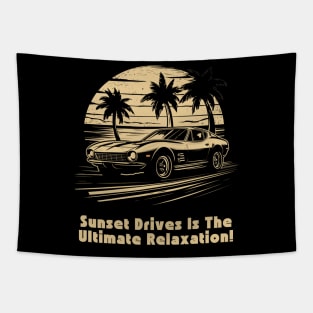 Sunset Drives Is The Ultimate Relaxation, Super car Design Tapestry