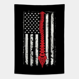 Chiropractic Spine with American flag funny chiropractor Tapestry