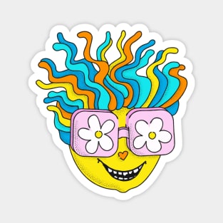 Happy Hippie Groovy Funny Retro Rainbow Character Magnet