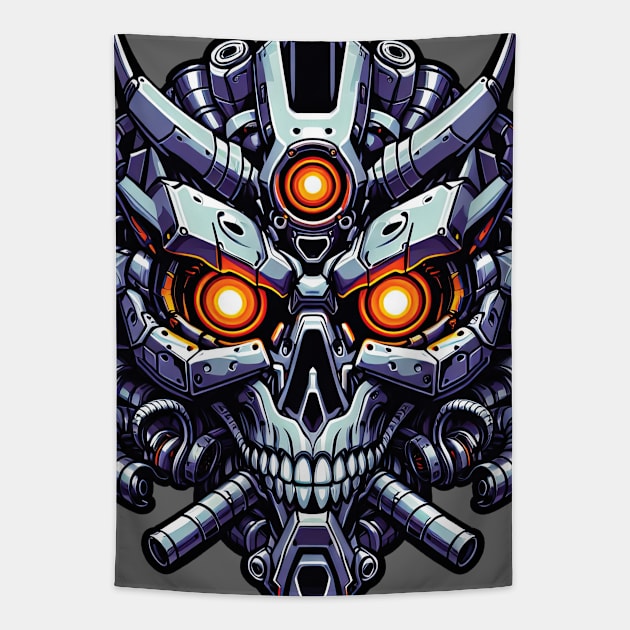 Biomech Skull S01 D87 Tapestry by Houerd