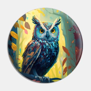 Owl Bird Animal Portrait Painting Wildlife Outdoors Adventure Pin