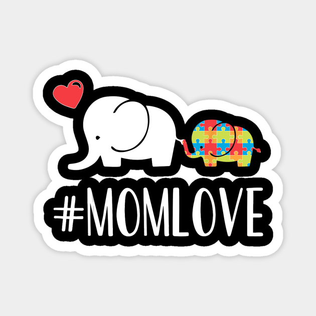 Autism Awareness cute T-Shirt Elephant Mom kid Heart gift Magnet by craiglimu