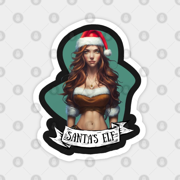 Santa's Elf - Cartoon - Christmas Funny Magnet by Fenay-Designs