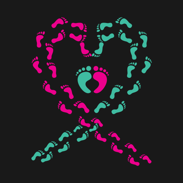 CANCER RIBBON FOOTPRINT by Diannas