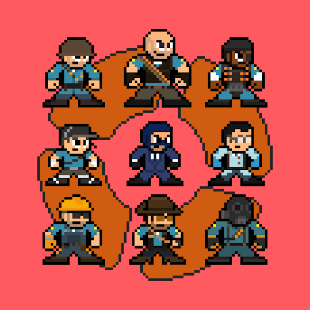 Team Fortress 2 Blue Team-TF2 8bit Pixel Art by 8-BitHero