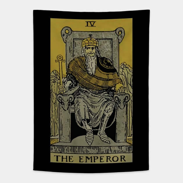 The Emperor Tarot Card Tapestry by VintageArtwork