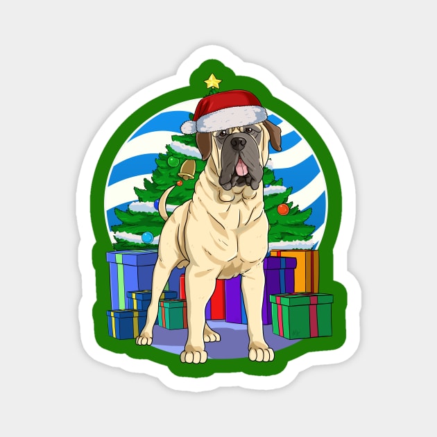 Funny English Mastiff Dog Cute Santa Christmas Gift Magnet by Noseking