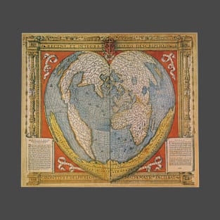 Antique Heart Shaped Map by Oronce Fine of the Dauphine, 1534 T-Shirt