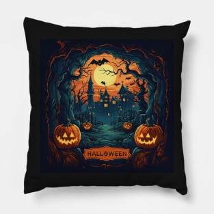 Scary halloween town Pillow