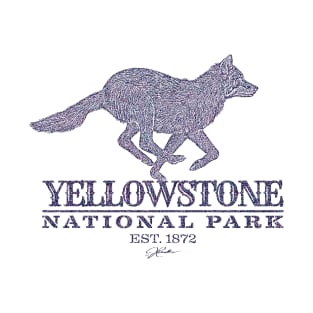 Yellowstone National Park, Running Wolf T-Shirt