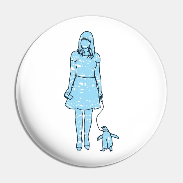 silhouette of woman with penguin Pin by bloomroge