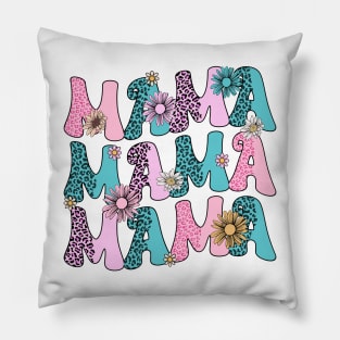 Groovy Mama Retro Flowers Women Mother's Day Wildflower Mom Pillow