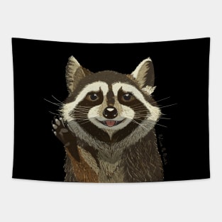 Smiley Face Raccoon Tapestry