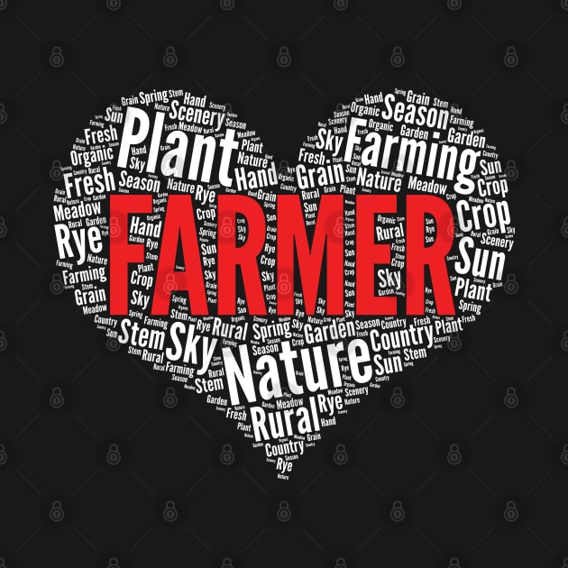 Farmer Heart Shape Farming Tractor print by theodoros20