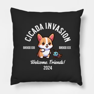 Cicada Invasion 2024 Cute Corgi Pillow