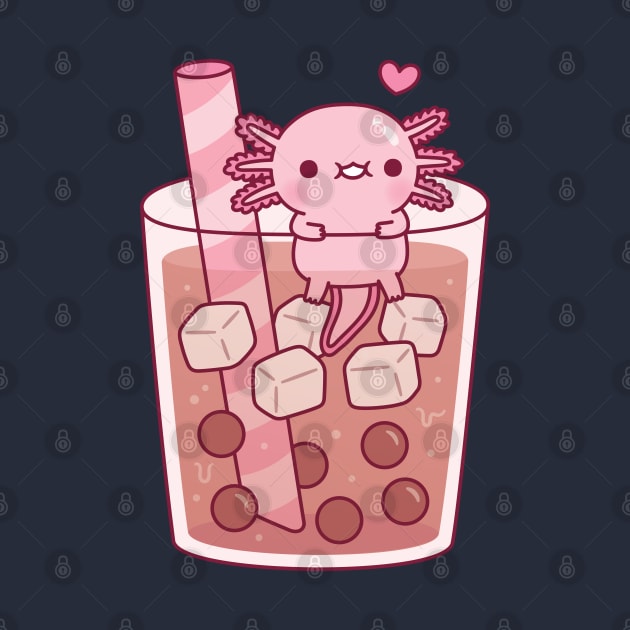 Cute Axolotl Hanging Around In Bubble Tea by rustydoodle