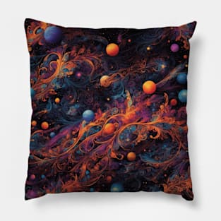 Galactic Dreamweave: Cosmic Elegance in Vivid Hues Pillow