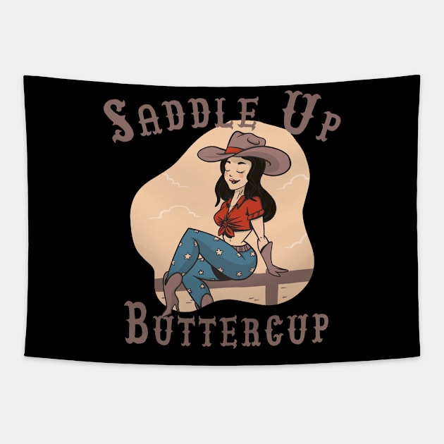 Saddle Up Buttercup, Tapestry by JayD World