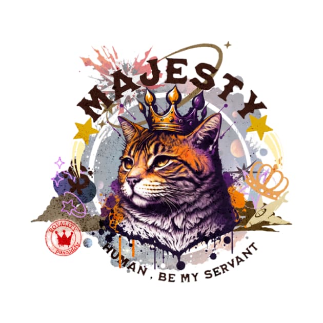 Majesty cat - human serve my cuteness - part-time pet logo by Art_dorabox