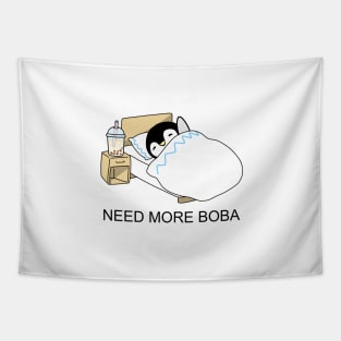 Little Penguin Chilling in Bed Needs More Boba! Tapestry