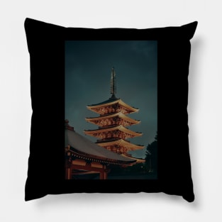 horyuji tokyo temple, dark temple design, aesthetic art Pillow