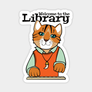 Library Welcome Tiger Cat Magnet