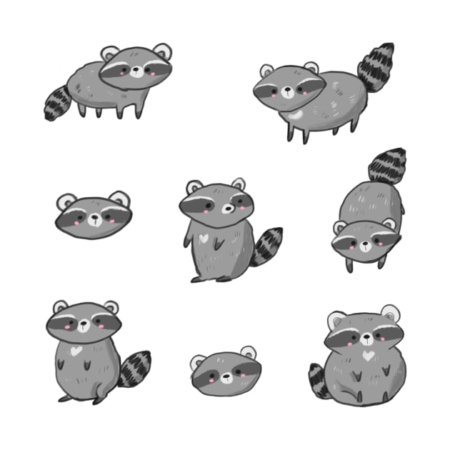 Cute Raccoon pattern drawing by Mayarart