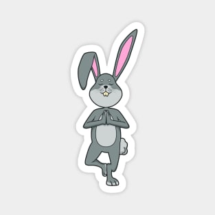 Cartoon rabbit meditates with yoga Magnet