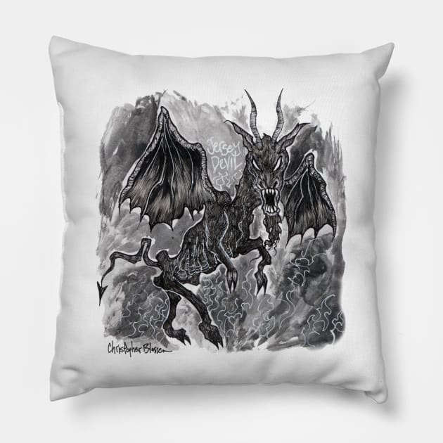 Jersey Devil Pillow by Christopher's Doodles