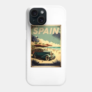 Spain Beach Vintage Travel Art Poster Phone Case