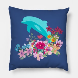 Dolphin Flowers Pillow