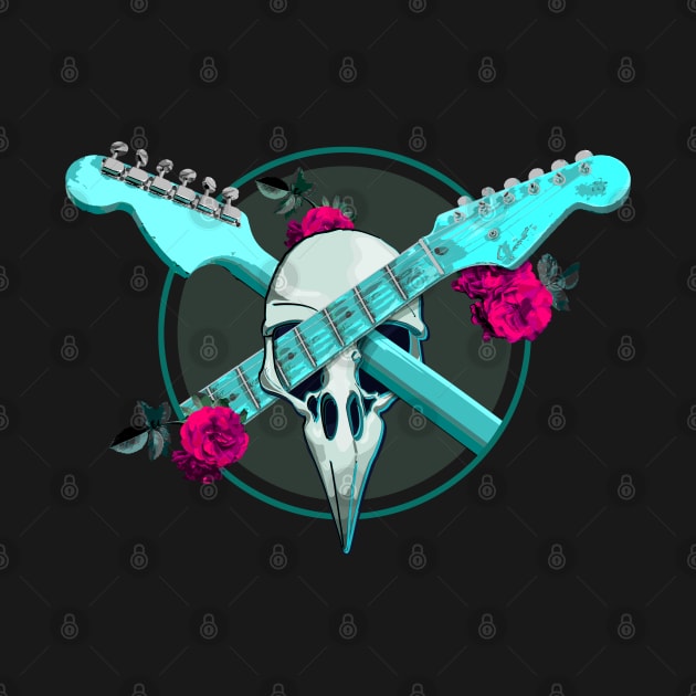 strat guitar and raven skull by Brash Ideas