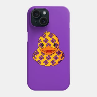 Purple Flower Pattern Rubber Duck Phone Case