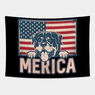 Rottweiler Dog Vintage American Flag Tapestry