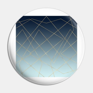 Geometric Gold Lines Blue Gradient Design Pin