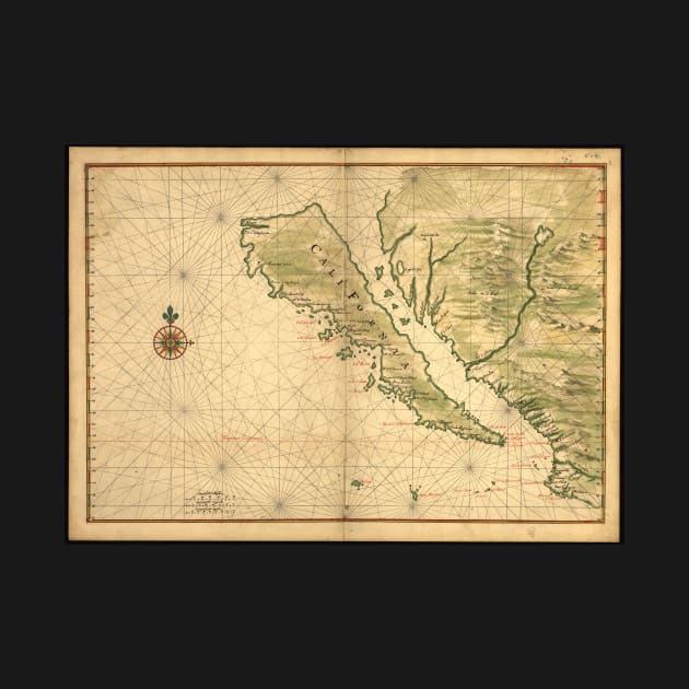 Vintage Map of California (1650) by Bravuramedia