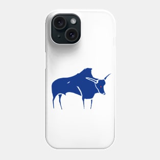 Cave line art of Aurochs in blue ink Phone Case