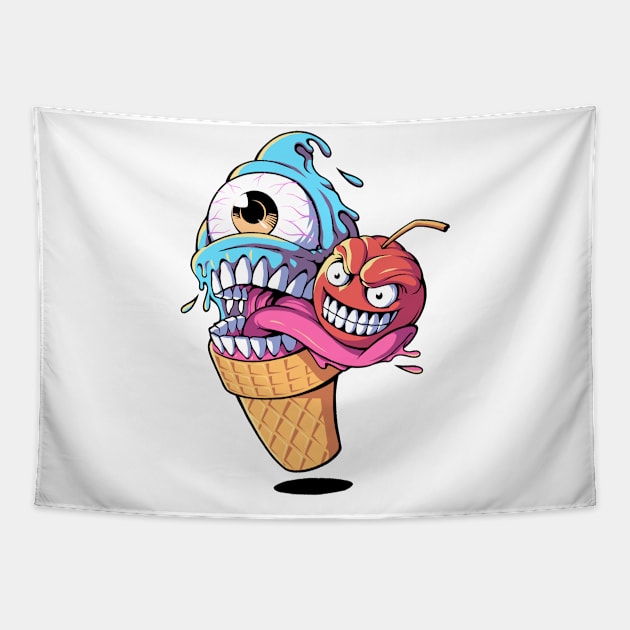 Monster cream ice berry Tapestry by Objectype