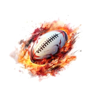 Flamming Rugby Ball T-Shirt