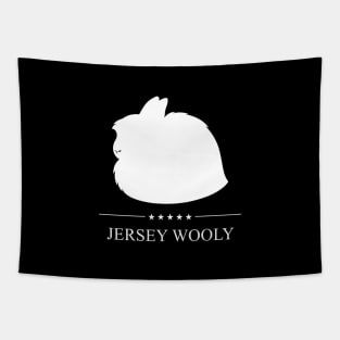 Jersey Wooly Rabbit White Silhouette Tapestry