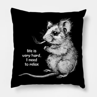 Funny Rat Smoking For Relax Pillow