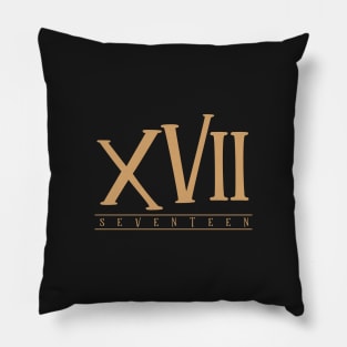 XVII (Seventeen) Gold Roman Numerals Pillow